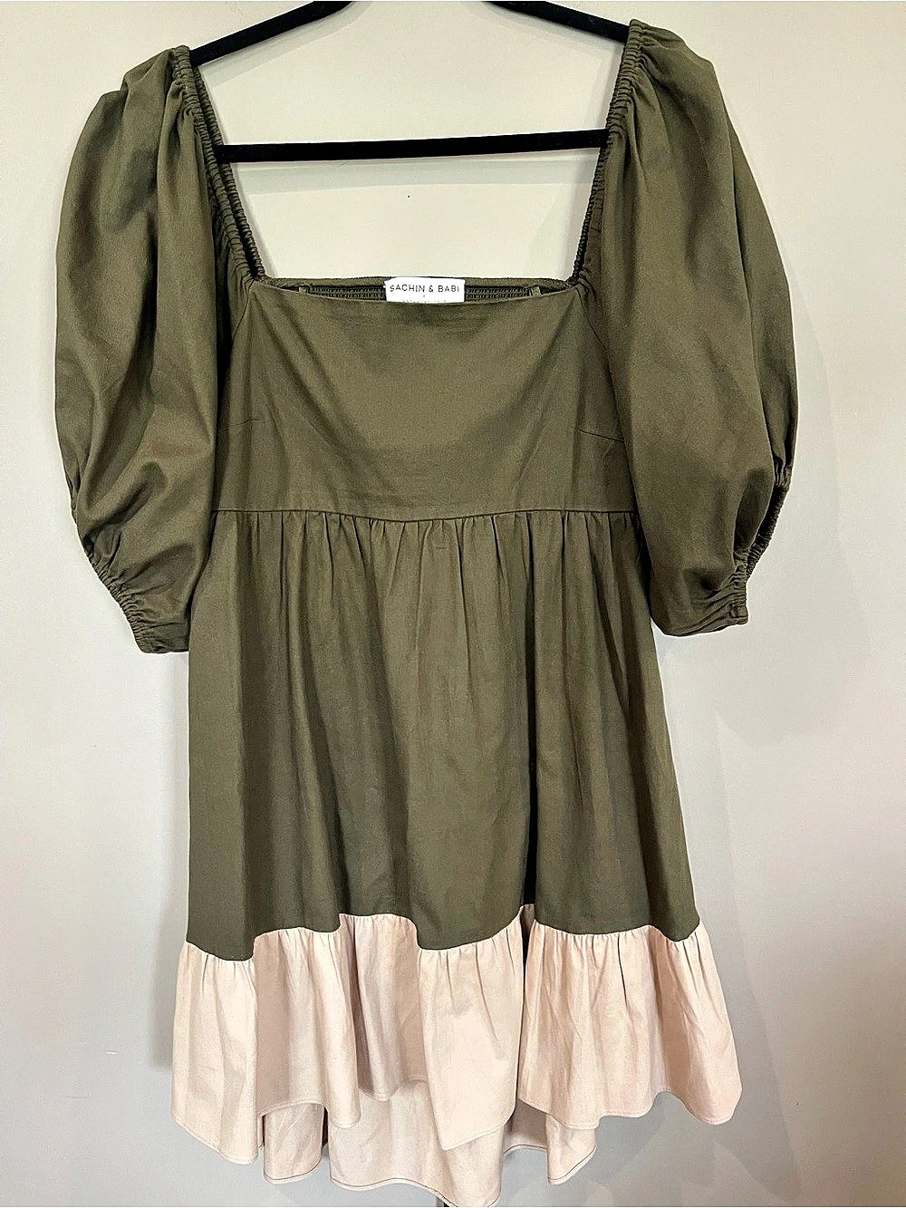 Sachin & Babi Anthropologie NWOT Green Colorblocked Smocked Mini Dress